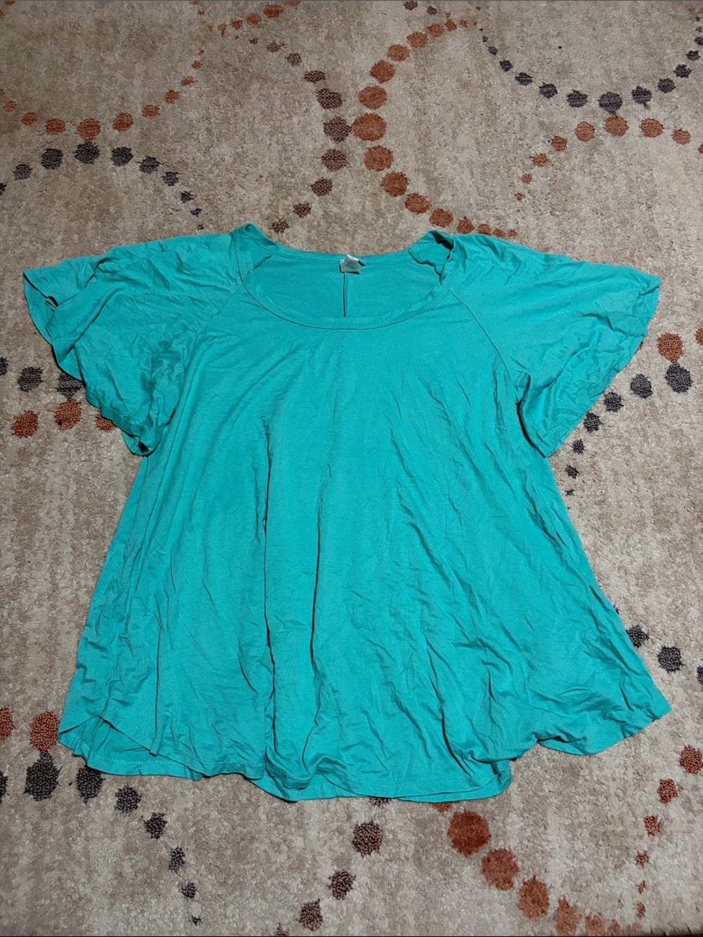 Honeyme Teal Flutter-Sleeve Swing Tunic